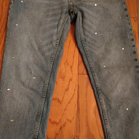 Zara Light Blue Skinny Jeans with Silver Diamonds Studs - Picture 3 of 4